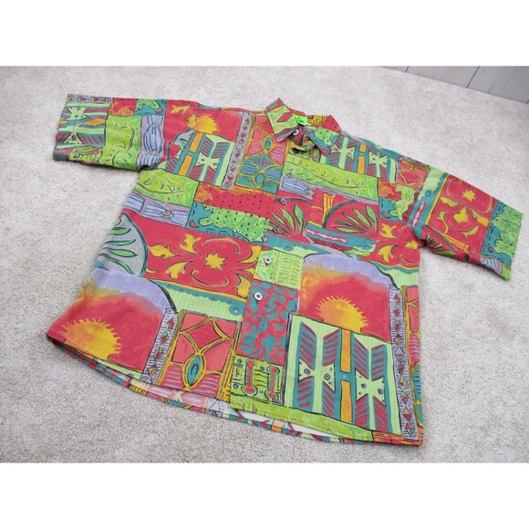 Territory Ahead Shirt Men Large L All Over Graphic Print Cotton Button Up 90s - Picture 2 of 11